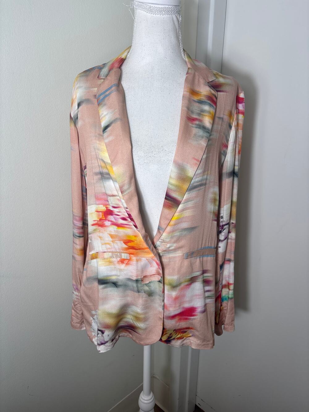 Neu Nomads Pink Watercolor Long Sleeve Jacket Sz M
